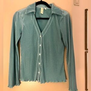 Anthropologie Teal Collared Button Down